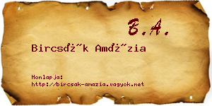 Bircsák Amázia névjegykártya